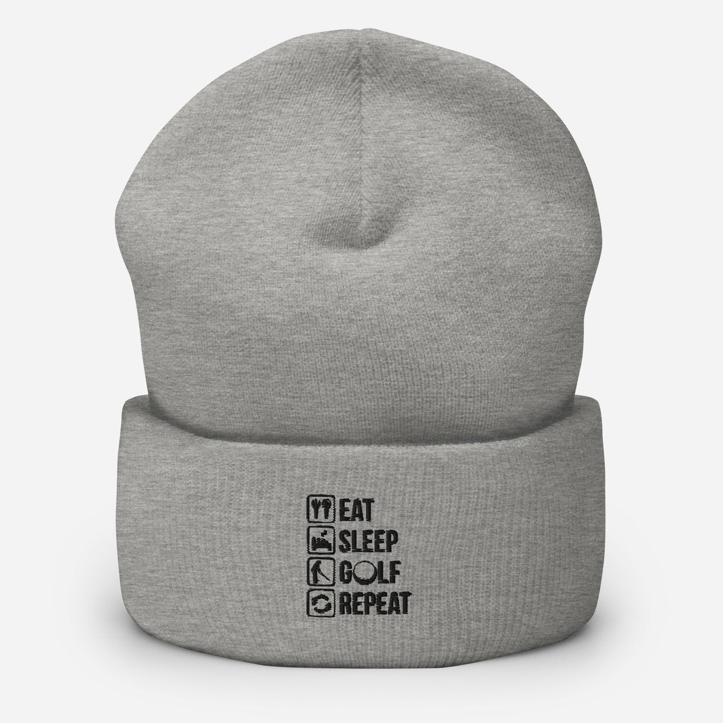 Eat, Sleep, Golf, Repeat Beanie (White, Grey, Red)