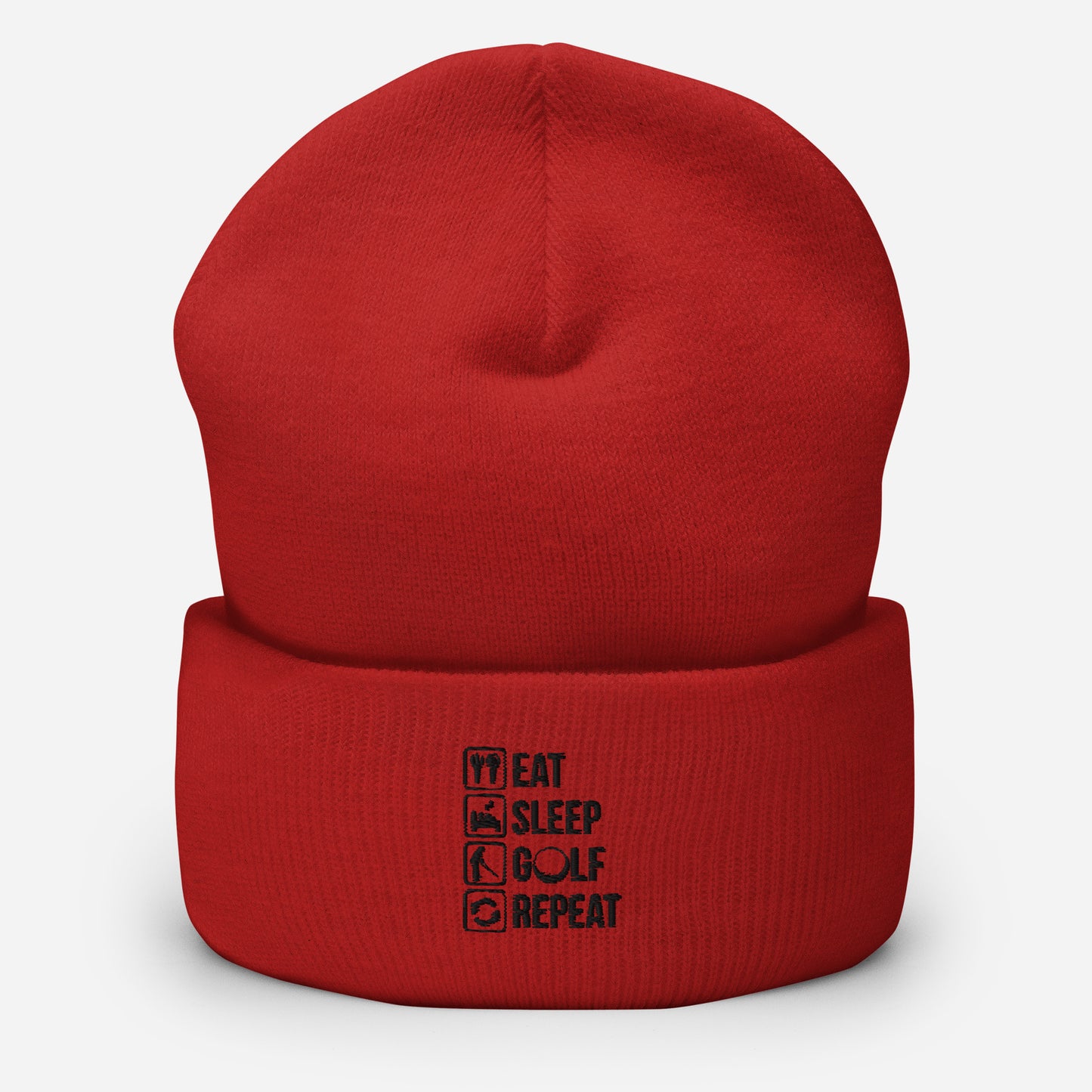 Eat, Sleep, Golf, Repeat Beanie (White, Grey, Red)