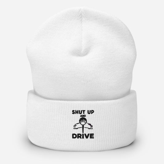 Shut Up and Drive Beanie (White, Grey, Red)